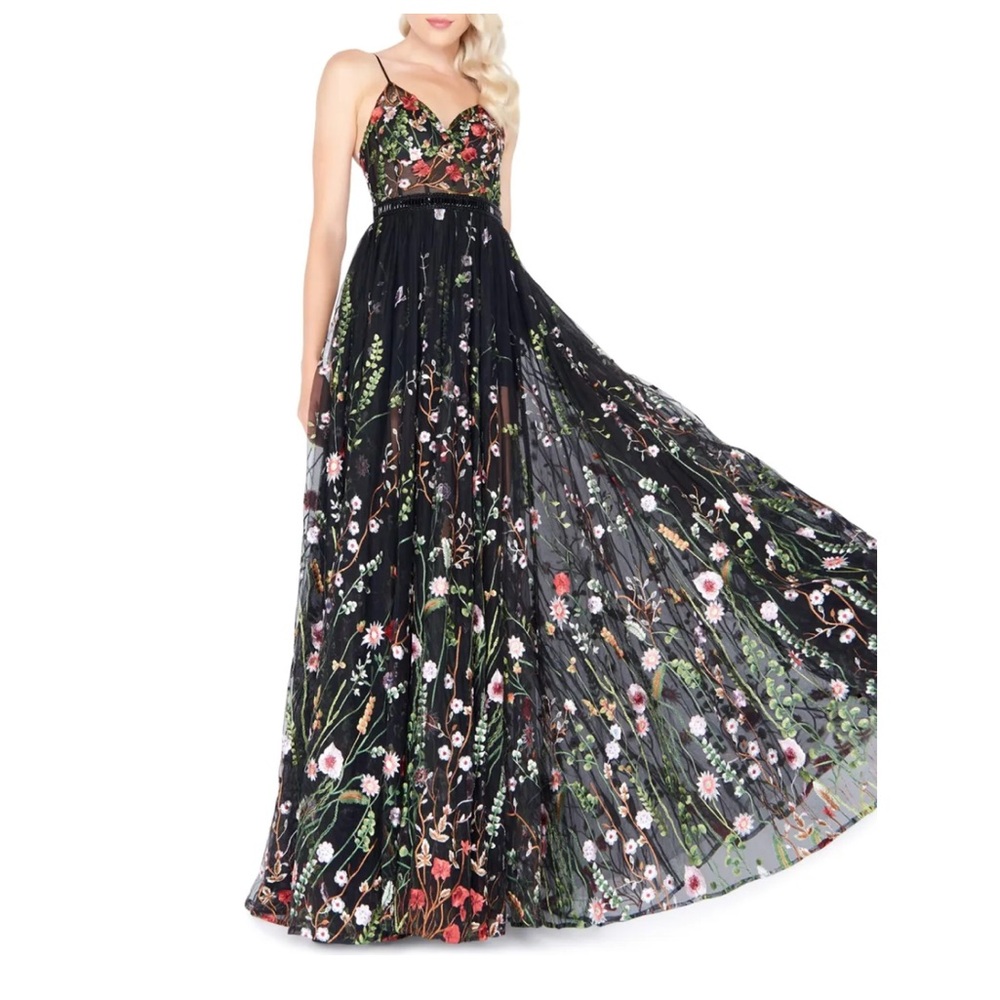 Mac Duggal Embroidered Floral Illusions Gown